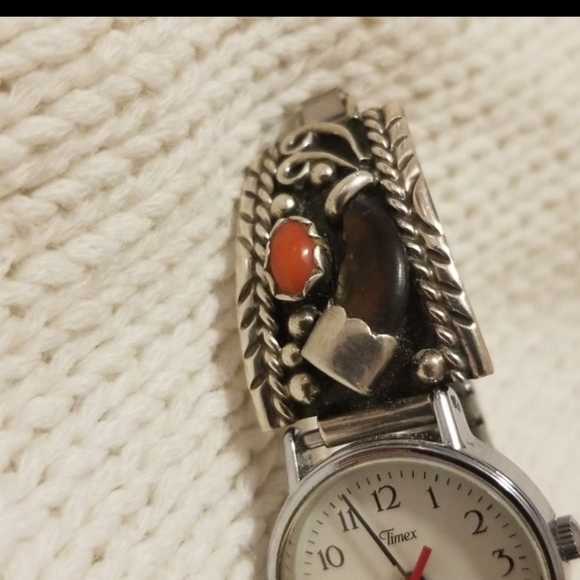 Sterling,Coral and Bone Watch - Picture 3 of 5